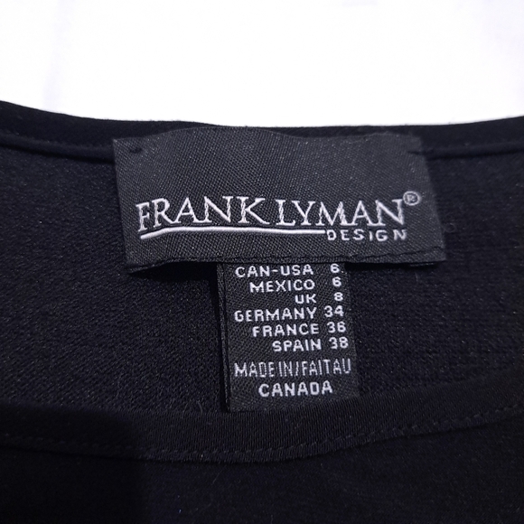 Frank Lyman |Black & gold asymmetrical crinkled fabric with button detai… - Picture 9 of 10